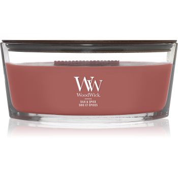 Woodwick Silk & Spice lumânare parfumată cu fitil din lemn